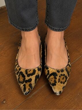 Steve Madden Leopard Calf Hair Flats Pointed Toe Ballet Flats Size 8